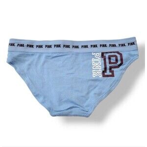 NEW Victoria's Secret Pink Varsity Letter Logo Bikini in Blue Size Small